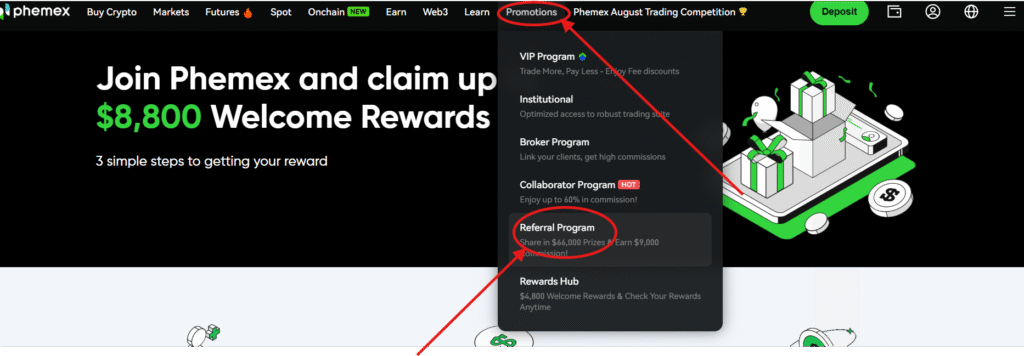 Navigate to the Referral Code Section